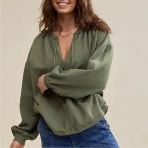 Aerie Easy Street Sweatshirt Olive Green NWT